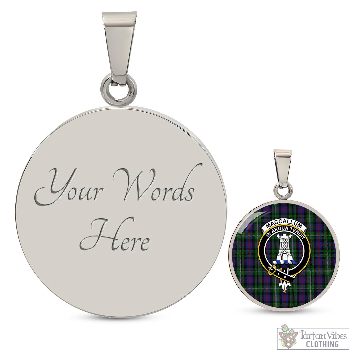 Tartan Vibes Clothing MacCallum Tartan Circle Necklace with Family Crest