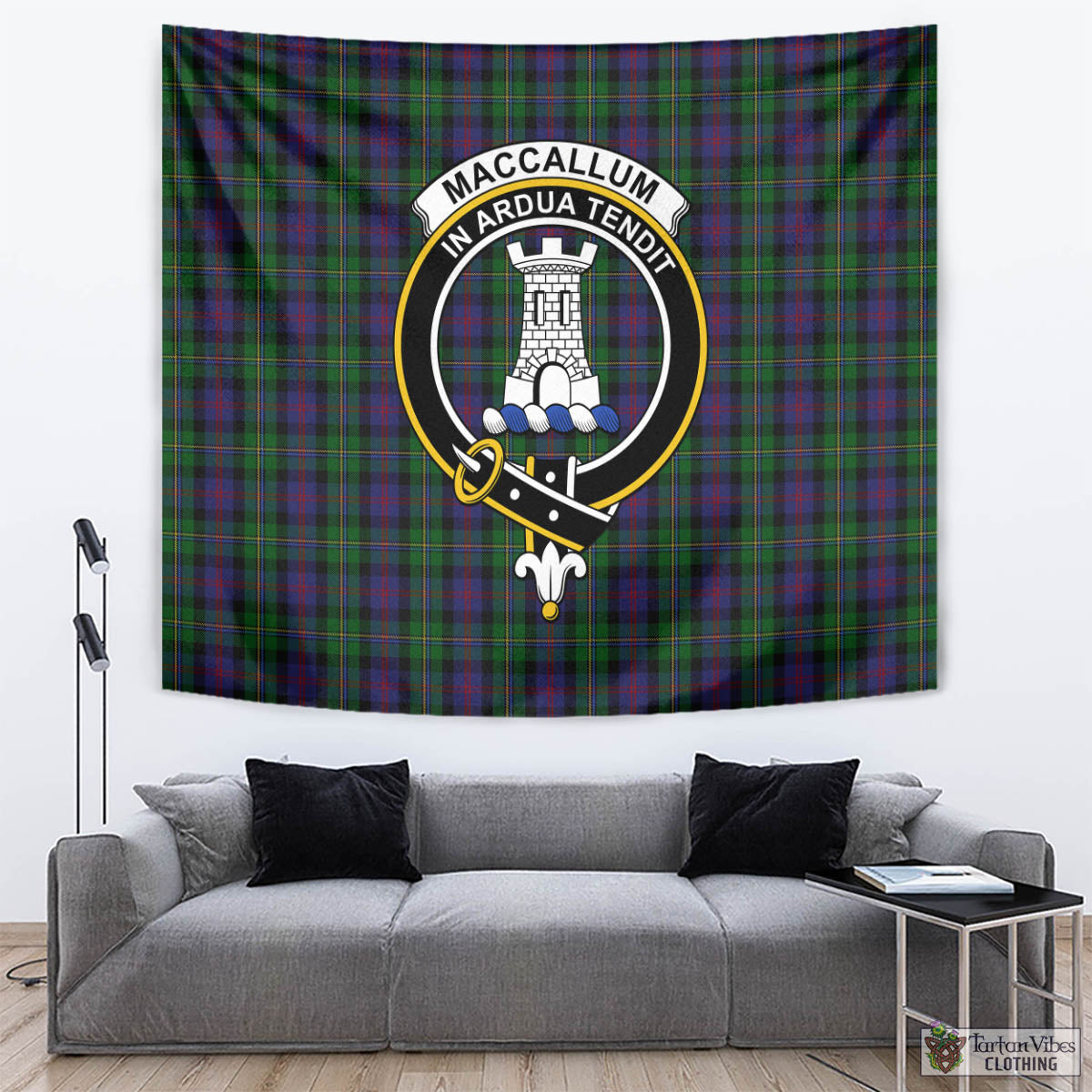 Tartan Vibes Clothing MacCallum Tartan Tapestry Wall Hanging and Home Decor for Room with Family Crest