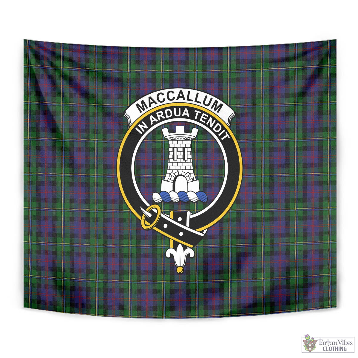 Tartan Vibes Clothing MacCallum Tartan Tapestry Wall Hanging and Home Decor for Room with Family Crest