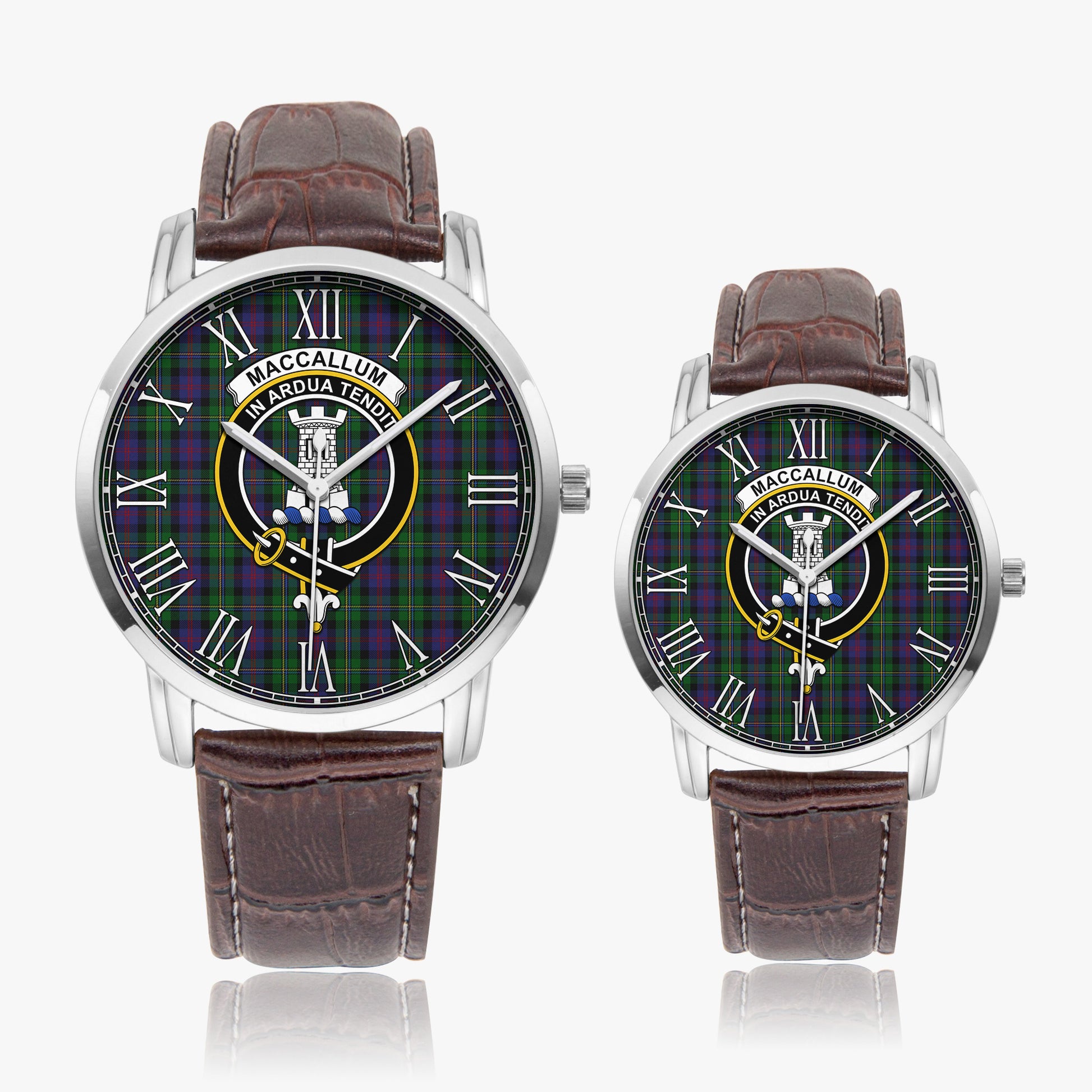 MacCallum Tartan Family Crest Leather Strap Quartz Watch - Tartanvibesclothing