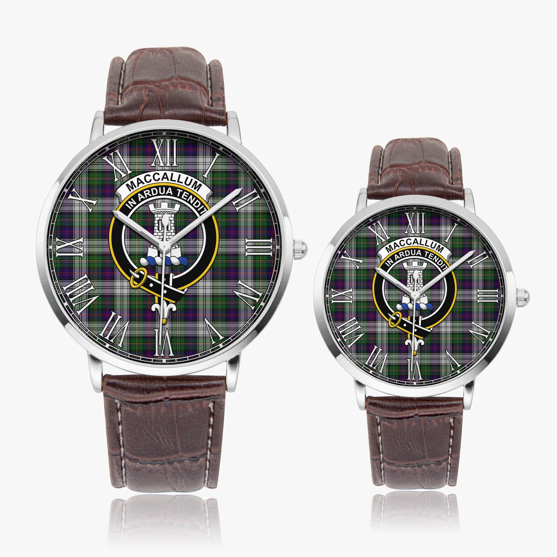 MacCallum Dress Tartan Family Crest Leather Strap Quartz Watch - Tartanvibesclothing