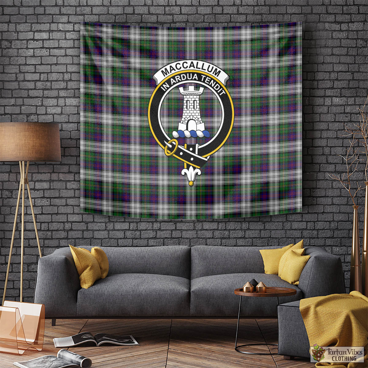 Tartan Vibes Clothing MacCallum Dress Tartan Tapestry Wall Hanging and Home Decor for Room with Family Crest