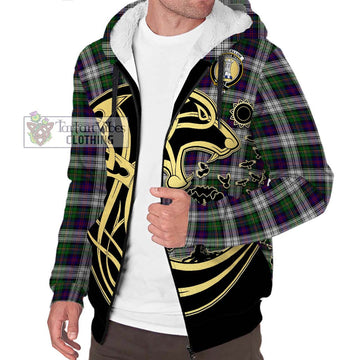 MacCallum Dress Tartan Sherpa Hoodie with Family Crest Celtic Wolf Style