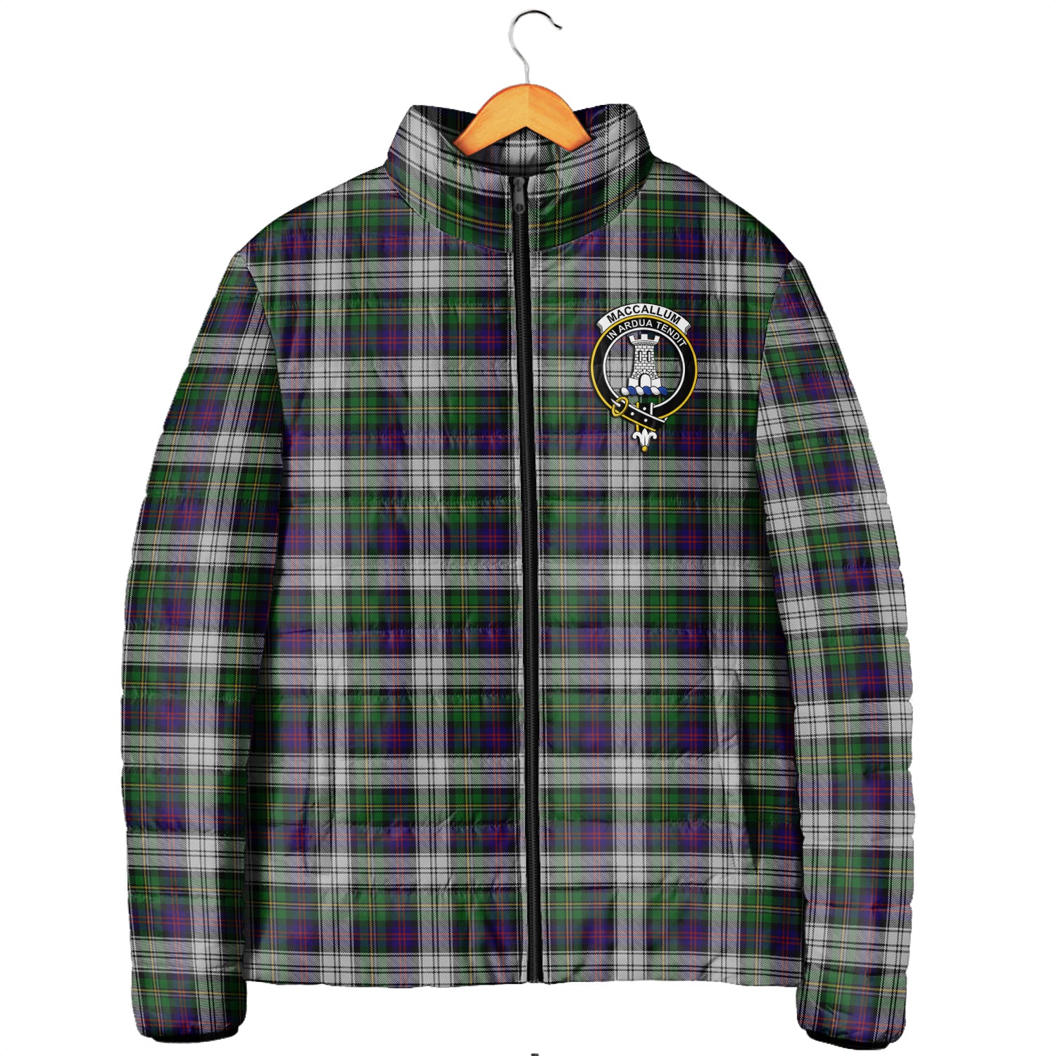 MacCallum Dress Tartan Padded Jacket with Family Crest Men's Padded Jacket - Tartan Vibes Clothing