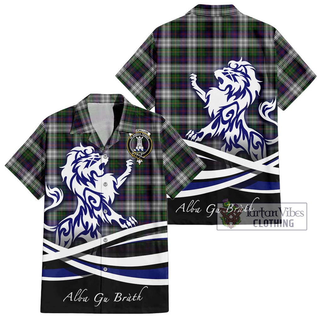 MacCallum Dress Tartan Short Sleeve Button Shirt with Alba Gu Brath Regal Lion Emblem Kid - Tartanvibesclothing Shop