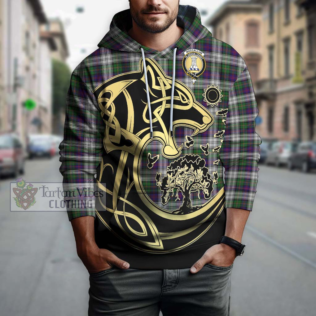 MacCallum Dress Tartan Hoodie with Family Crest Celtic Wolf Style Zip Hoodie - Tartan Vibes Clothing