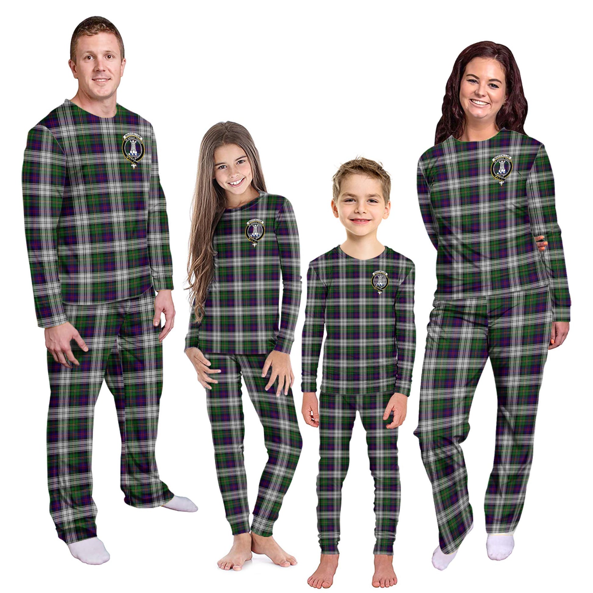 MacCallum Dress Tartan Pajamas Family Set with Family Crest - Tartanvibesclothing