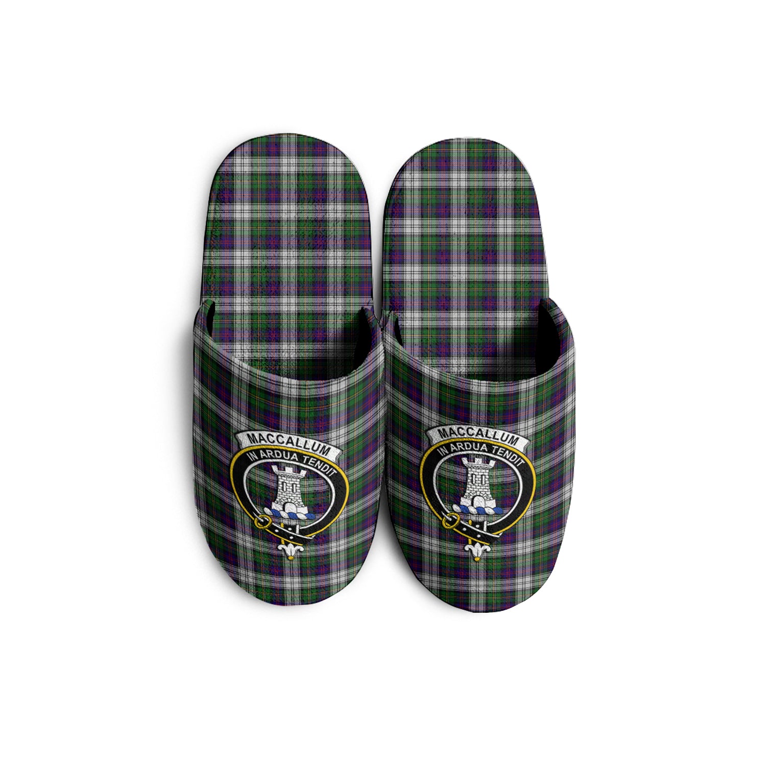 MacCallum Dress Tartan Home Slippers with Family Crest - Tartanvibesclothing