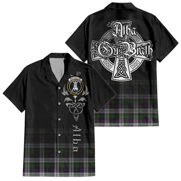 MacCallum Dress Tartan Short Sleeve Button Up Shirt Featuring Alba Gu Brath Family Crest Celtic Inspired