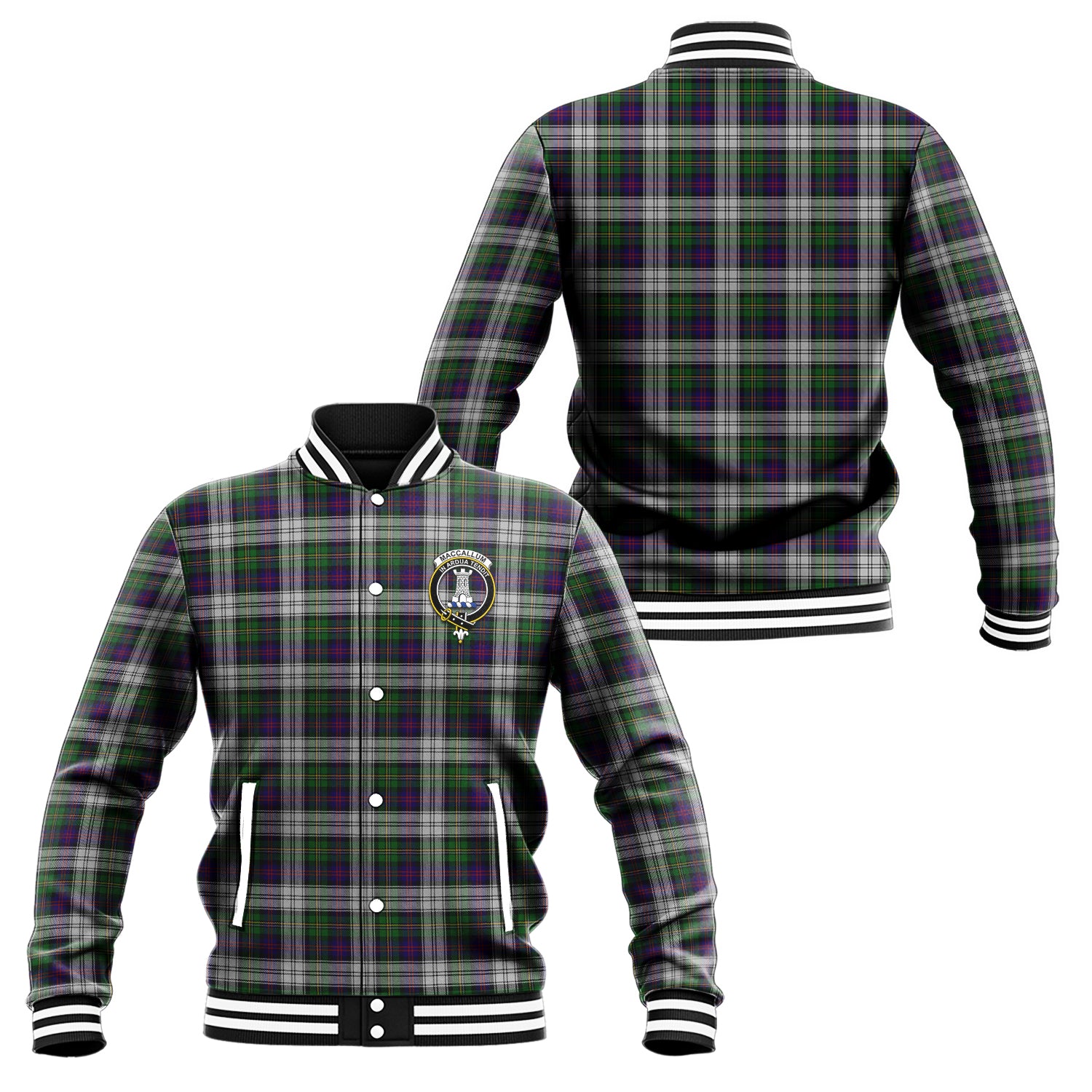 MacCallum Dress Tartan Baseball Jacket with Family Crest Unisex - Tartan Vibes Clothing