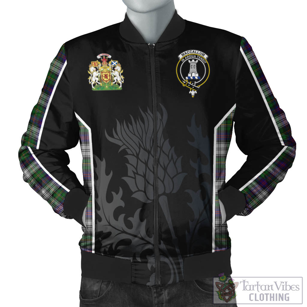 Tartan Vibes Clothing MacCallum Dress Tartan Bomber Jacket with Family Crest and Scottish Thistle Vibes Sport Style