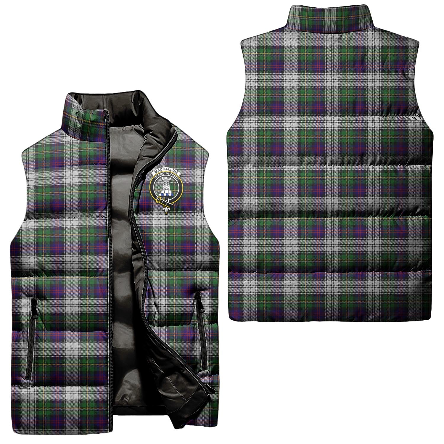 MacCallum Dress Tartan Sleeveless Puffer Jacket with Family Crest Unisex - Tartanvibesclothing