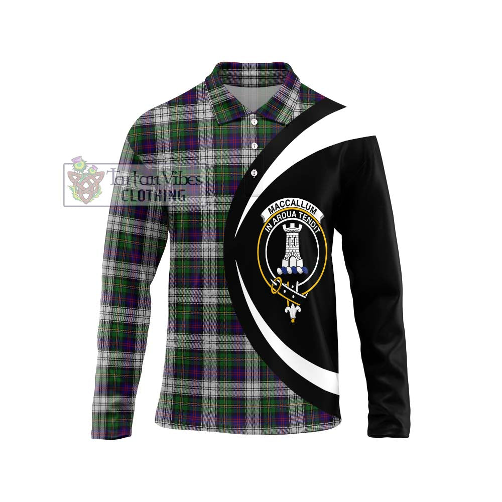 MacCallum Dress Tartan Long Sleeve Polo Shirt with Family Crest Circle Style Unisex - Tartan Vibes Clothing