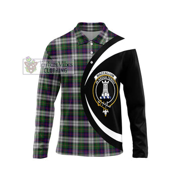 MacCallum Dress Tartan Long Sleeve Polo Shirt with Family Crest Circle Style