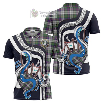 MacCallum Dress Tartan Zipper Polo Shirt with Epic Bagpipe Style