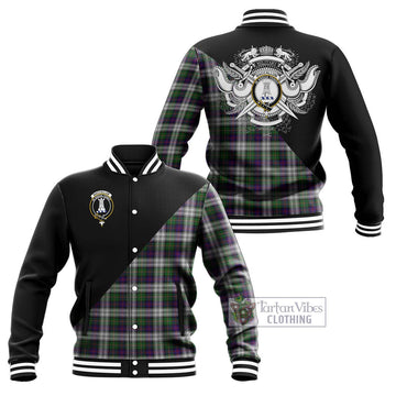 MacCallum Dress Tartan Baseball Jacket with Family Crest and Military Logo Style