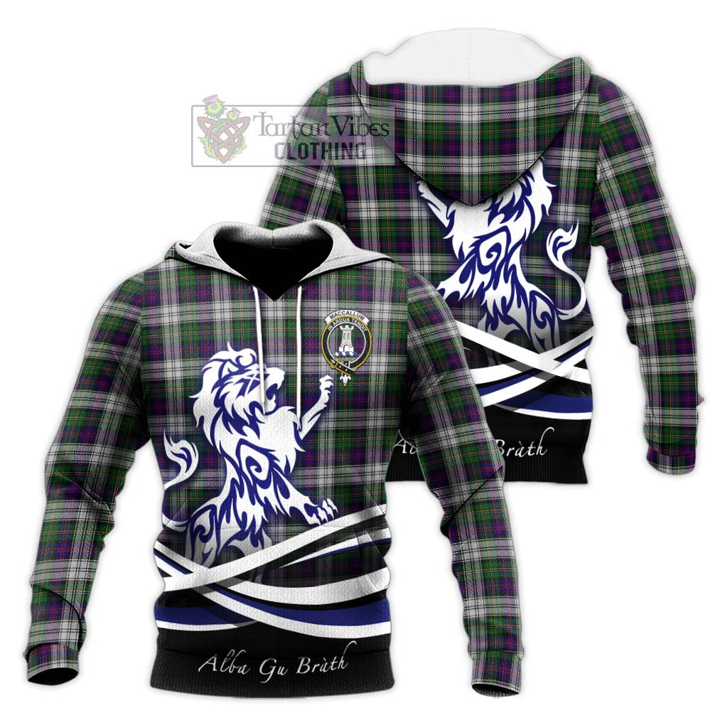 MacCallum Dress Tartan Knitted Hoodie with Alba Gu Brath Regal Lion Emblem Unisex Knitted Pullover Hoodie - Tartanvibesclothing Shop