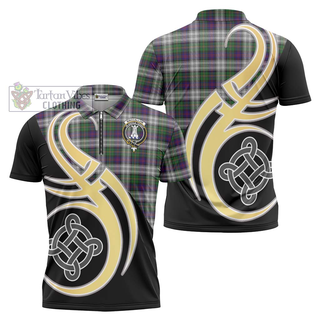 Tartan Vibes Clothing MacCallum Dress Tartan Zipper Polo Shirt with Family Crest and Celtic Symbol Style