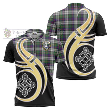 MacCallum Dress Tartan Zipper Polo Shirt with Family Crest and Celtic Symbol Style