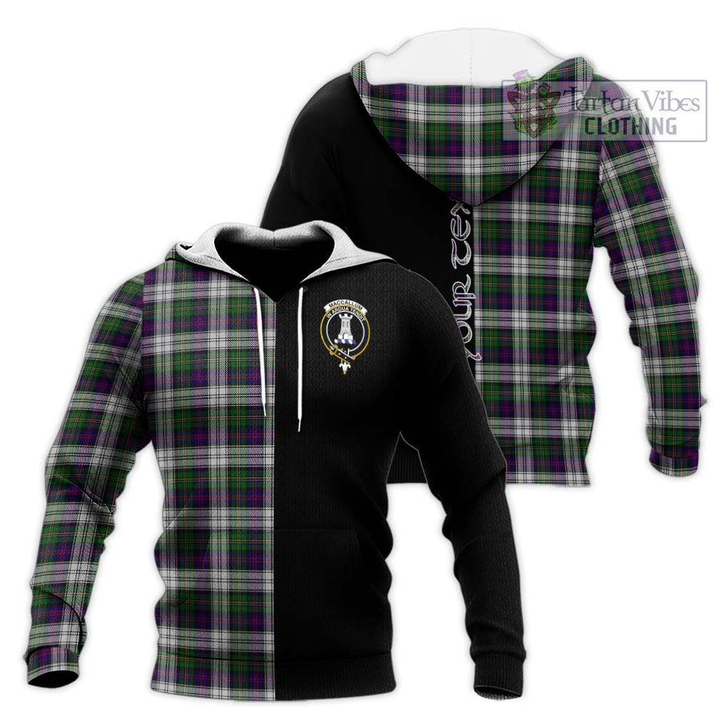 MacCallum Dress Tartan Knitted Hoodie with Family Crest and Half Of Me Style Unisex Knitted Pullover Hoodie - Tartanvibesclothing Shop