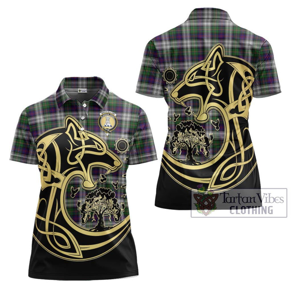 MacCallum Dress Tartan Women's Polo Shirt with Family Crest Celtic Wolf Style Women - Tartanvibesclothing Shop