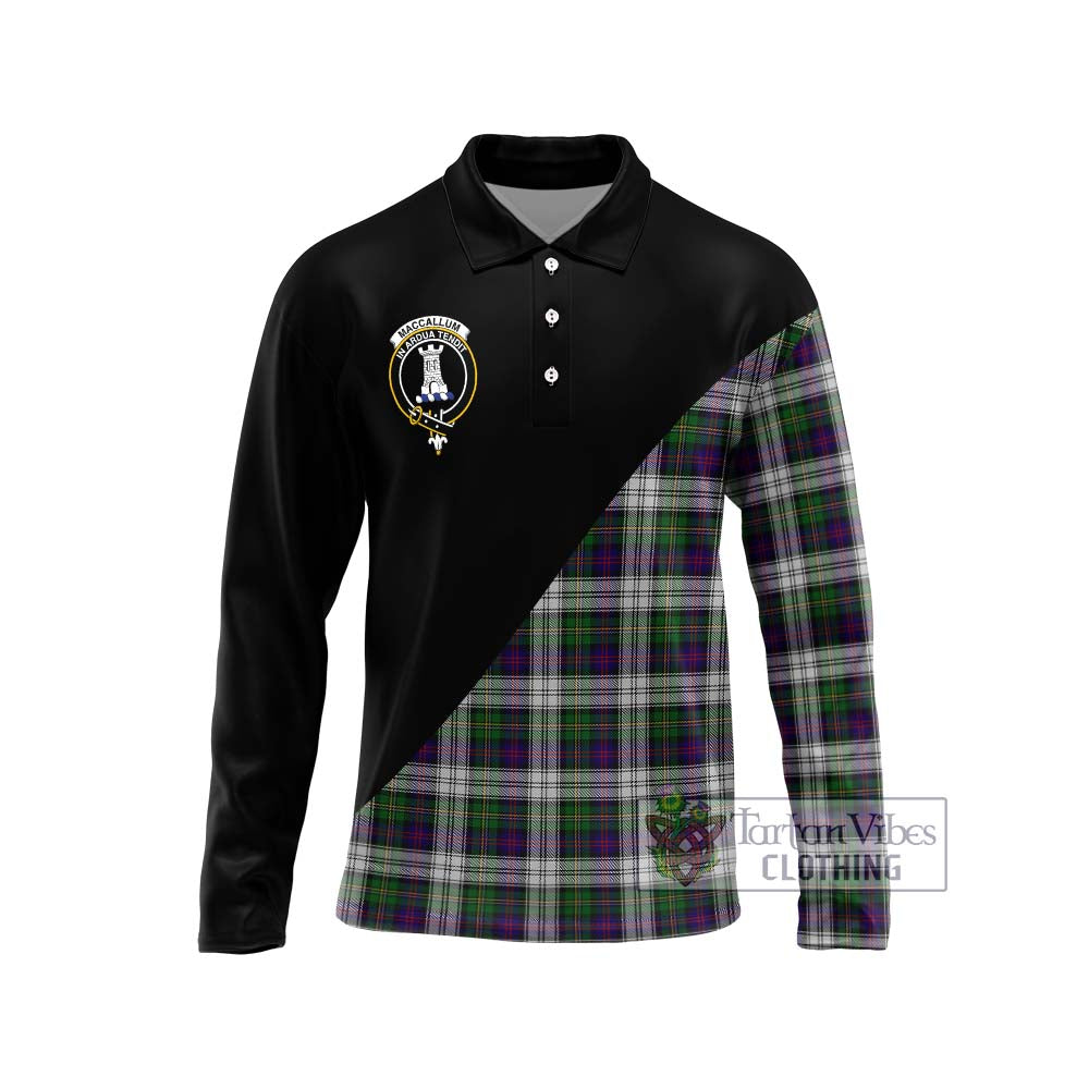 MacCallum Dress Tartan Long Sleeve Polo Shirt with Family Crest and Military Logo Style Unisex - Tartanvibesclothing Shop