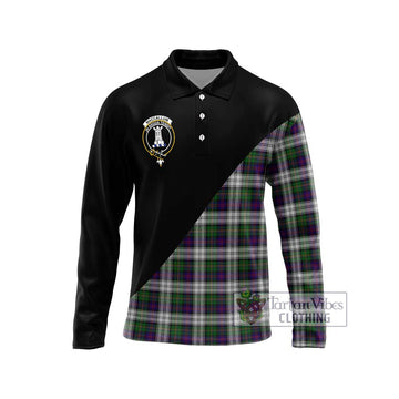 MacCallum Dress Tartan Long Sleeve Polo Shirt with Family Crest and Military Logo Style