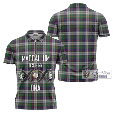 MacCallum Dress Tartan Zipper Polo Shirt with Family Crest DNA In Me Style