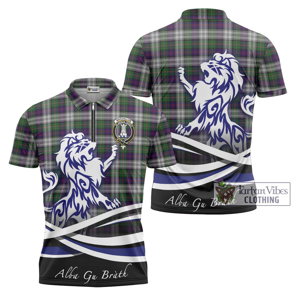 MacCallum Dress Tartan Zipper Polo Shirt with Alba Gu Brath Regal Lion Emblem Unisex - Tartanvibesclothing Shop