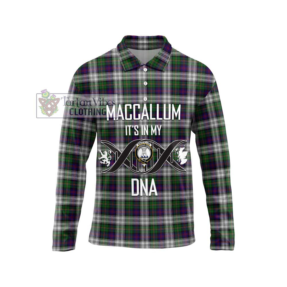 MacCallum Dress Tartan Long Sleeve Polo Shirt with Family Crest DNA In Me Style Unisex - Tartanvibesclothing Shop