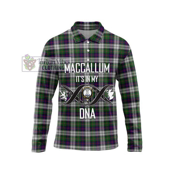 MacCallum Dress Tartan Long Sleeve Polo Shirt with Family Crest DNA In Me Style