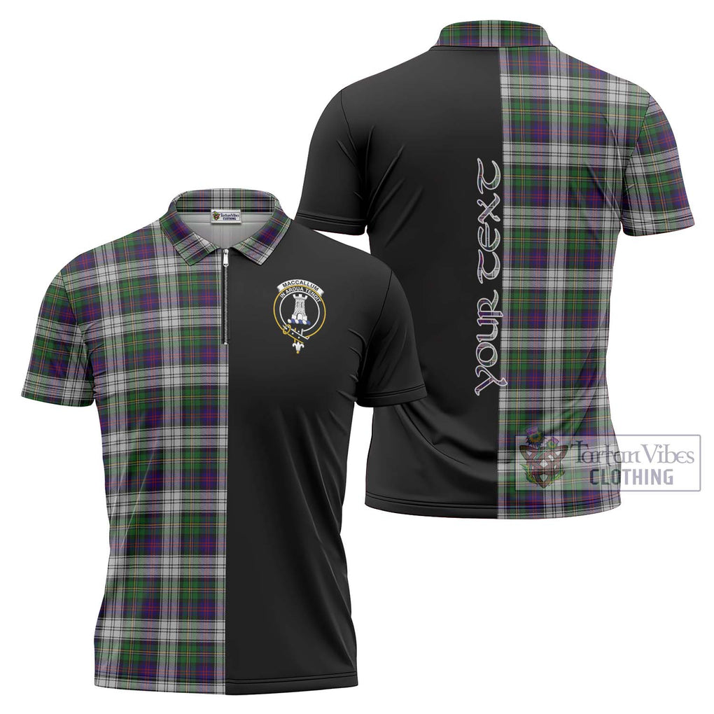 MacCallum Dress Tartan Zipper Polo Shirt with Family Crest and Half Of Me Style Unisex - Tartanvibesclothing Shop