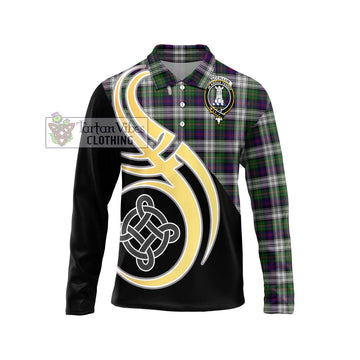 MacCallum Dress Tartan Long Sleeve Polo Shirt with Family Crest and Celtic Symbol Style