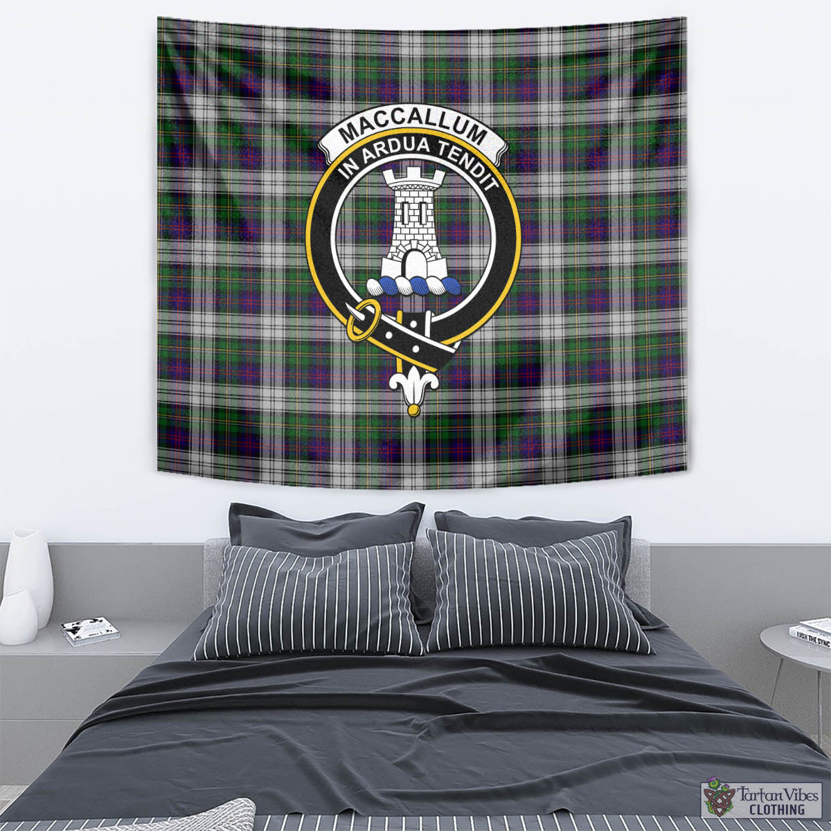 Tartan Vibes Clothing MacCallum Dress Tartan Tapestry Wall Hanging and Home Decor for Room with Family Crest