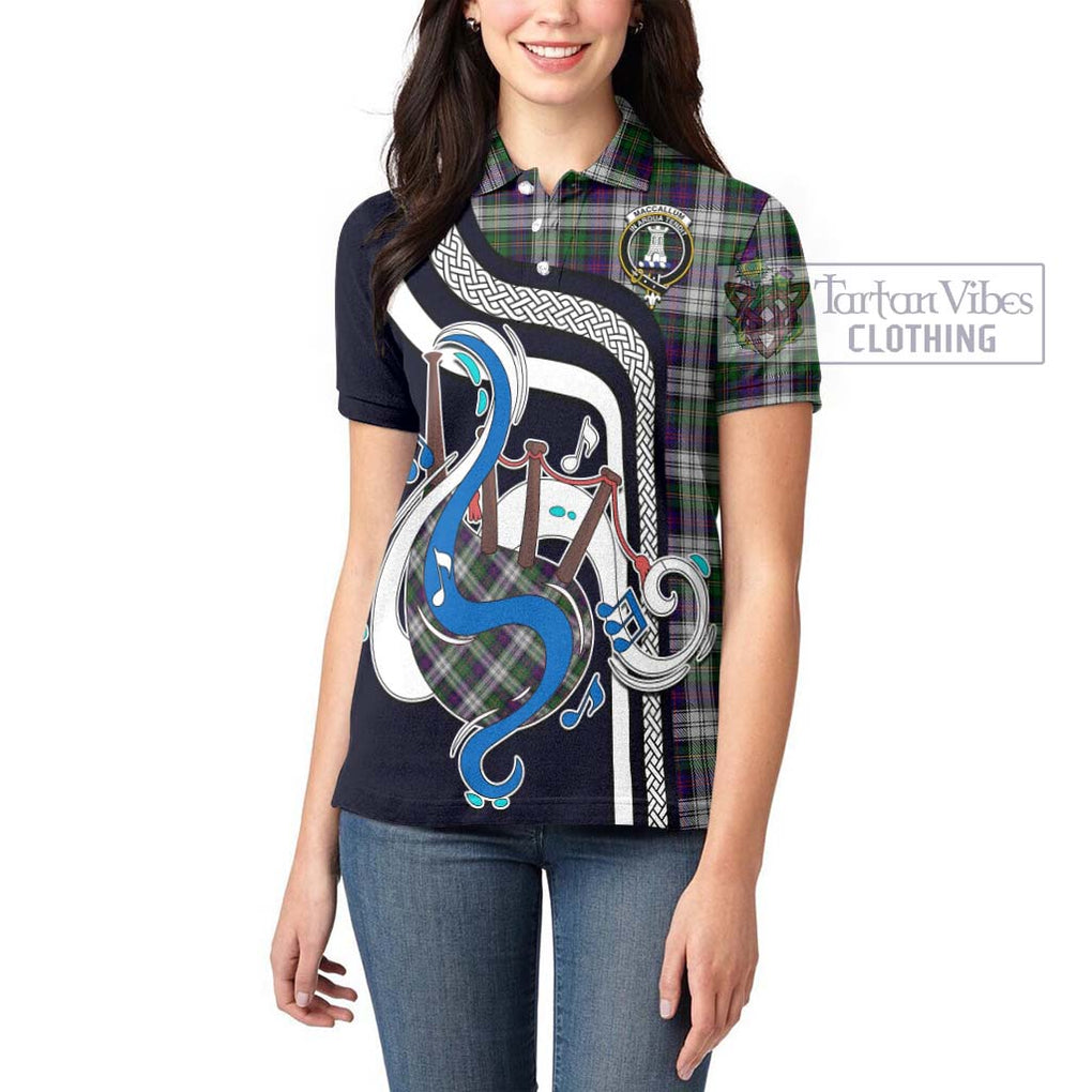 MacCallum Dress Tartan Women's Polo Shirt with Epic Bagpipe Style - Tartanvibesclothing Shop