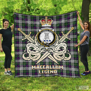 MacCallum Dress Tartan Quilt with Clan Crest and the Golden Sword of Courageous Legacy