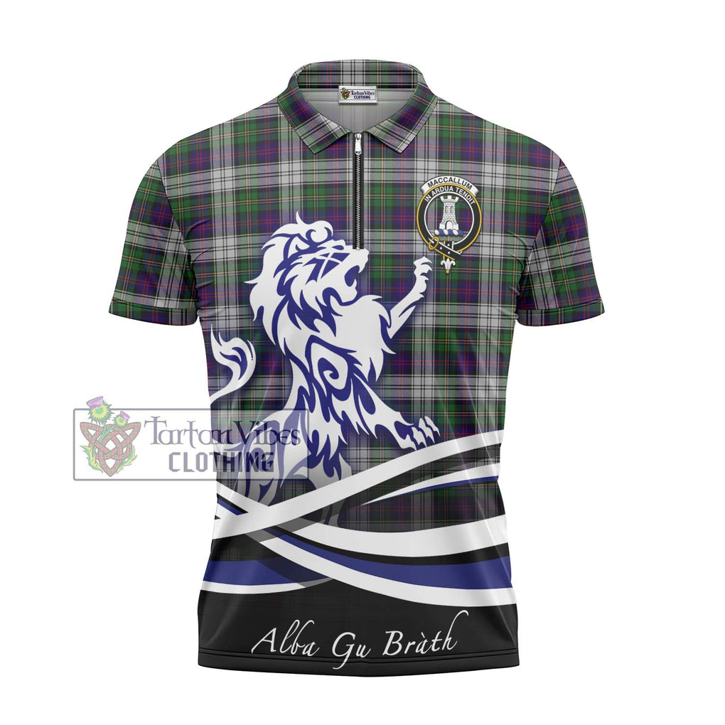 MacCallum Dress Tartan Zipper Polo Shirt with Alba Gu Brath Regal Lion Emblem - Tartanvibesclothing Shop