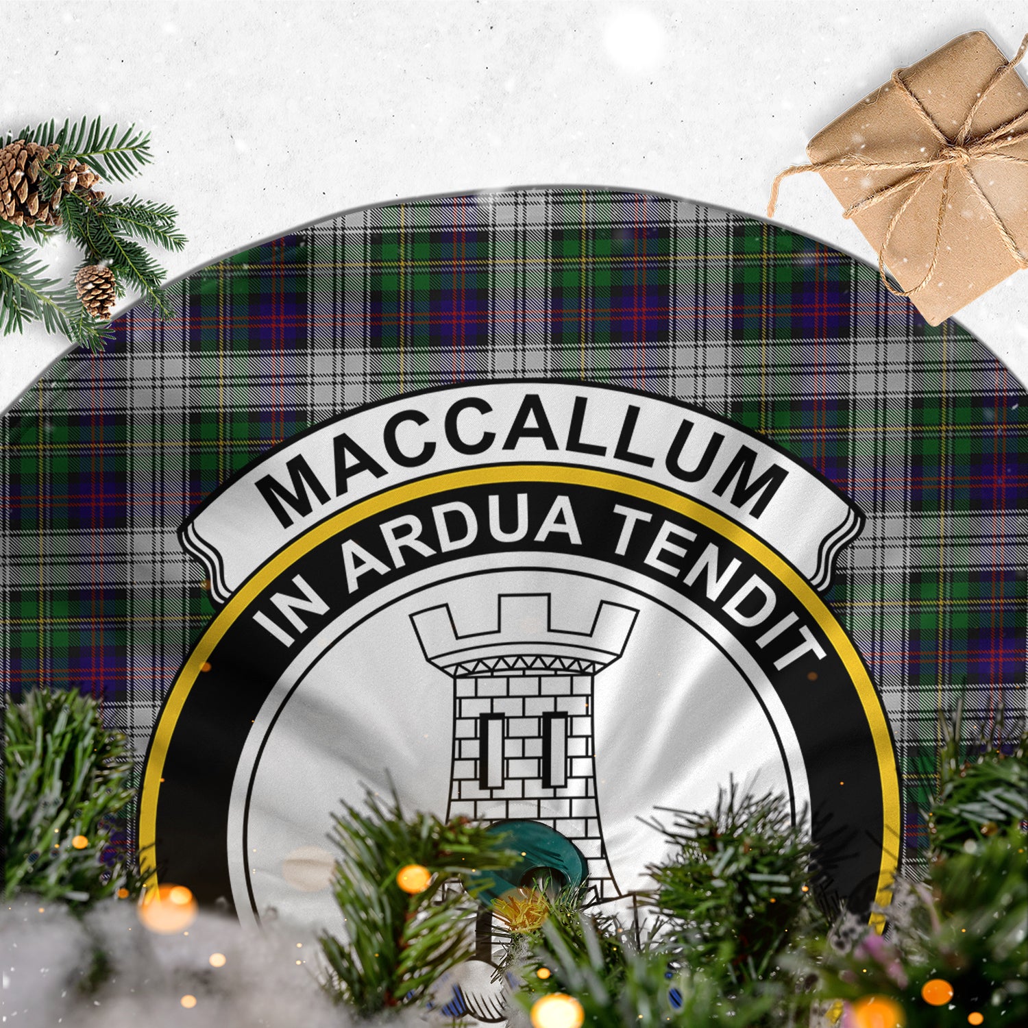 MacCallum Dress Tartan Christmas Tree Skirt with Family Crest - Tartanvibesclothing