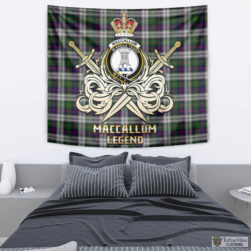 MacCallum Dress Tartan Tapestry with Clan Crest and the Golden Sword of Courageous Legacy