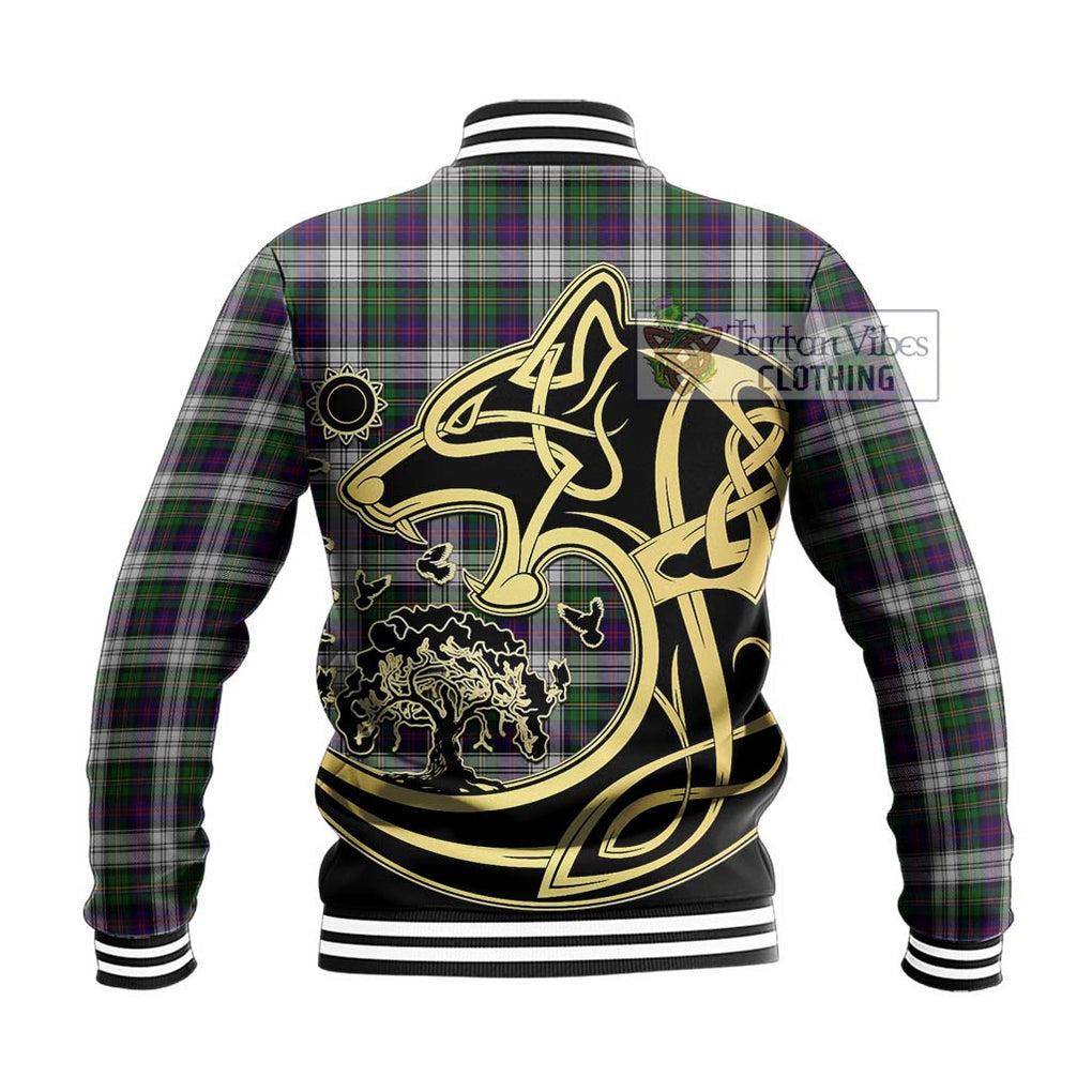 MacCallum Dress Tartan Baseball Jacket with Family Crest Celtic Wolf Style - Tartan Vibes Clothing