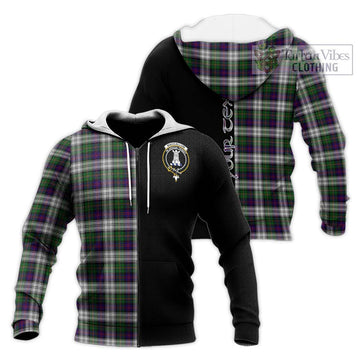 MacCallum Dress Tartan Knitted Hoodie with Family Crest and Half Of Me Style