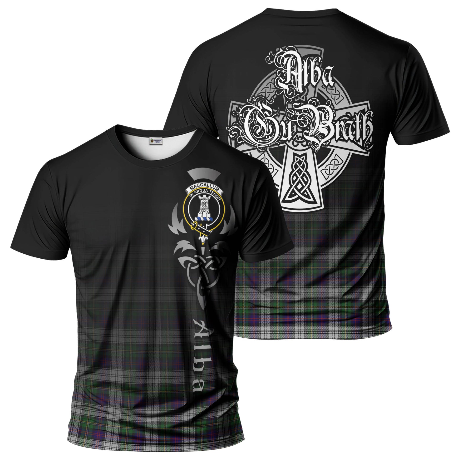 Tartan Vibes Clothing MacCallum Dress Tartan T-Shirt Featuring Alba Gu Brath Family Crest Celtic Inspired