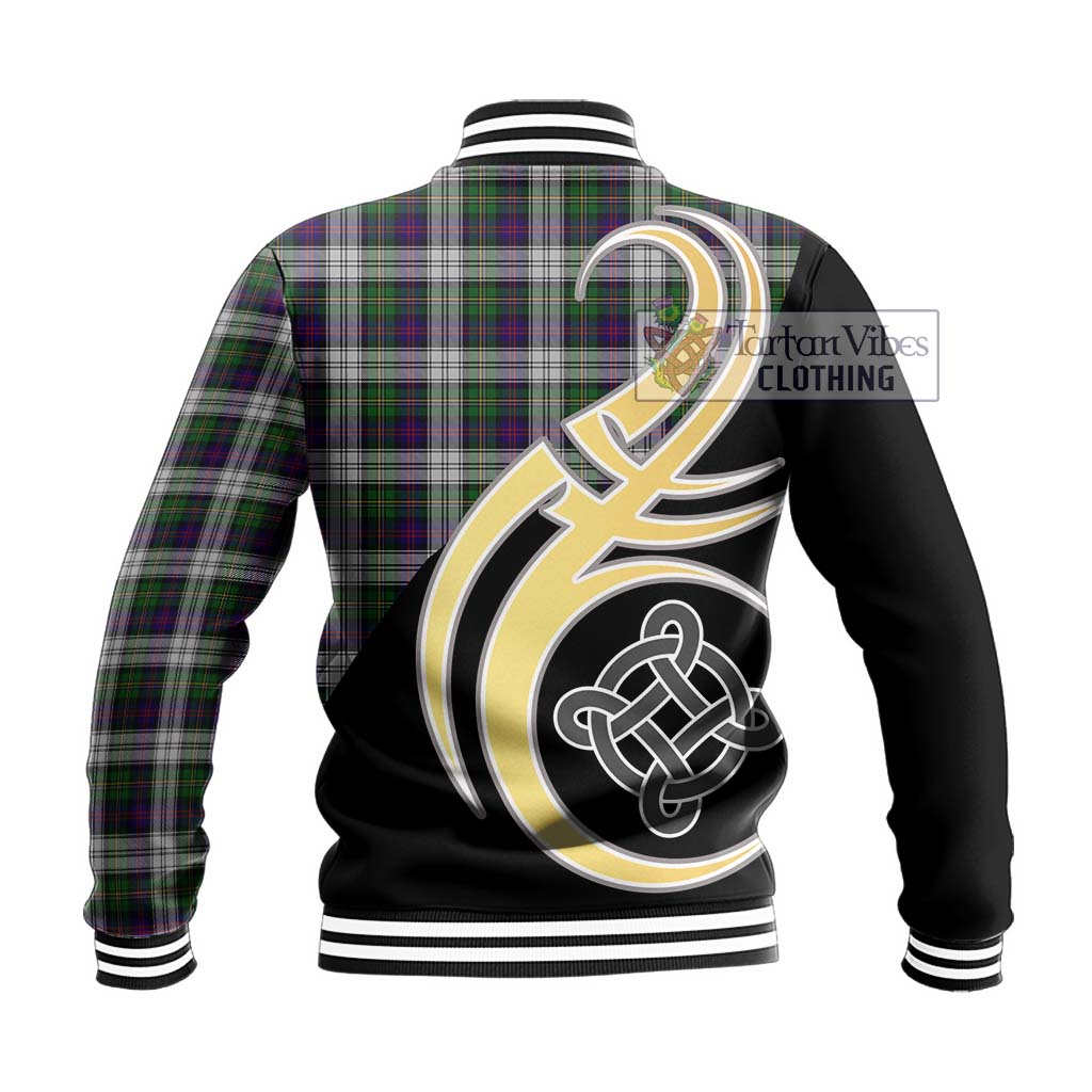 MacCallum Dress Tartan Baseball Jacket with Family Crest and Celtic Symbol Style - Tartan Vibes Clothing