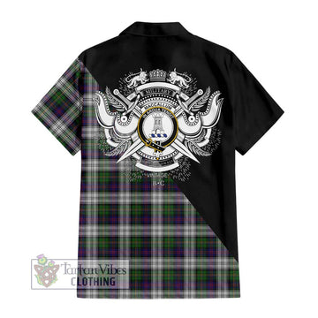 MacCallum Dress Tartan Short Sleeve Button Shirt with Family Crest and Military Logo Style