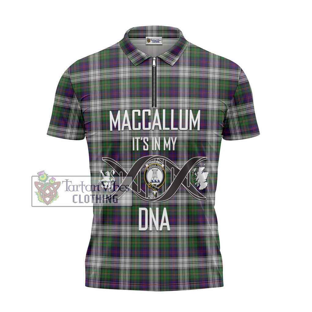 MacCallum Dress Tartan Zipper Polo Shirt with Family Crest DNA In Me Style - Tartanvibesclothing Shop