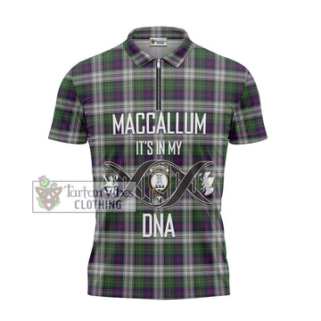 MacCallum Dress Tartan Zipper Polo Shirt with Family Crest DNA In Me Style