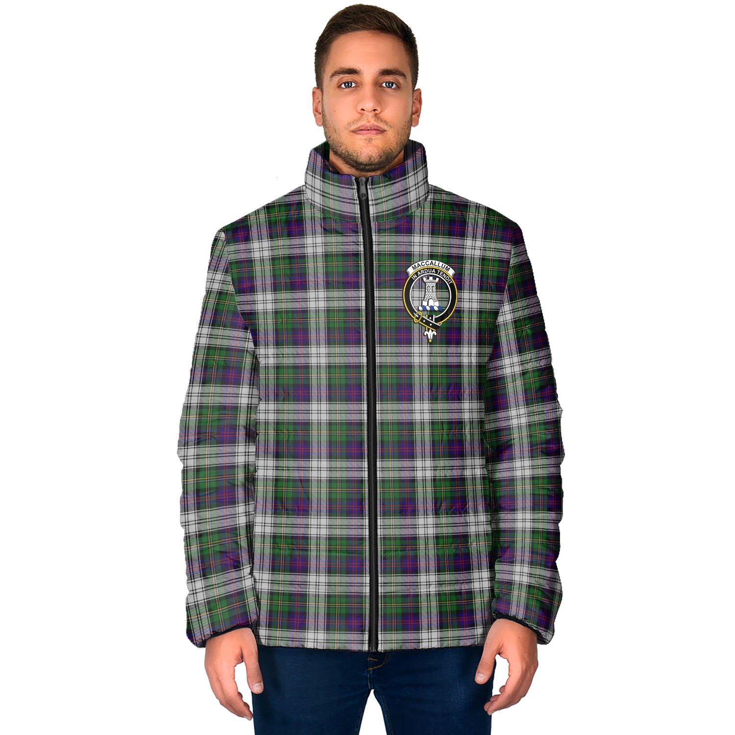 MacCallum Dress Tartan Padded Jacket with Family Crest - Tartan Vibes Clothing