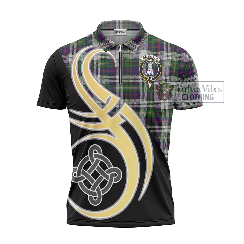 Tartan Vibes Clothing MacCallum Dress Tartan Zipper Polo Shirt with Family Crest and Celtic Symbol Style