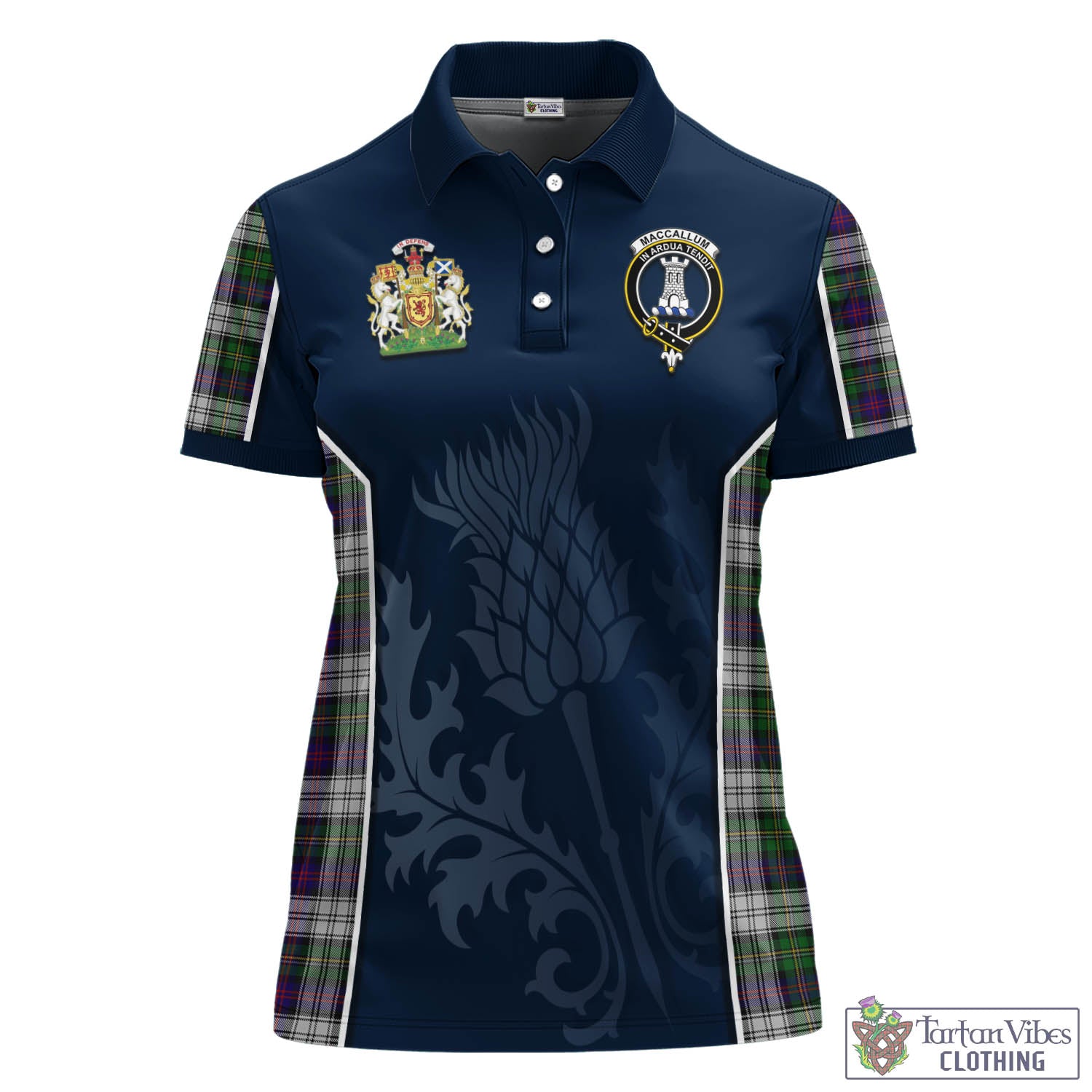 Tartan Vibes Clothing MacCallum Dress Tartan Women's Polo Shirt with Family Crest and Scottish Thistle Vibes Sport Style