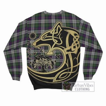 MacCallum Dress Tartan Sweatshirt with Family Crest Celtic Wolf Style